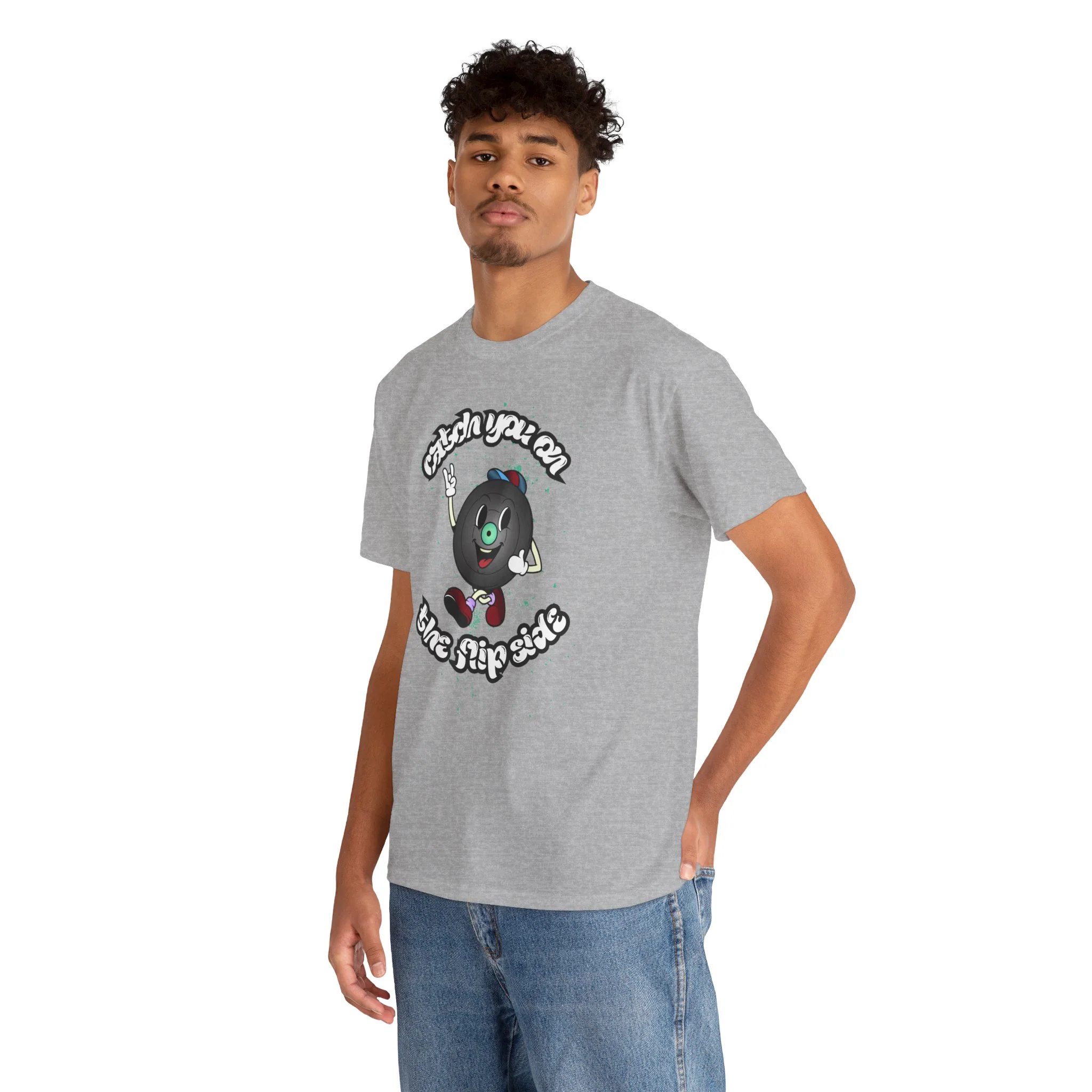 'Catch You On The Flip Side' Men's Vinyl T-Shirt - Image 15