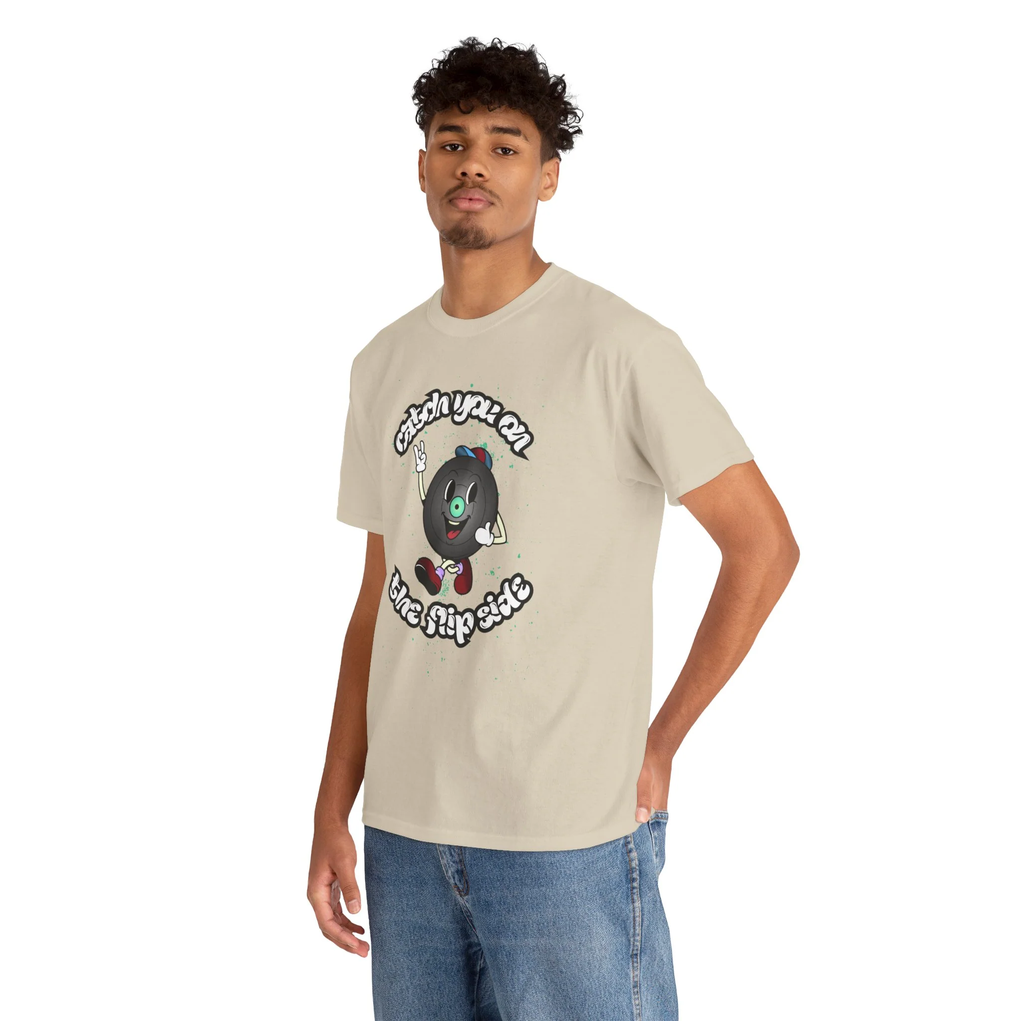 'Catch You On The Flip Side' Men's Vinyl T-Shirt - Image 24