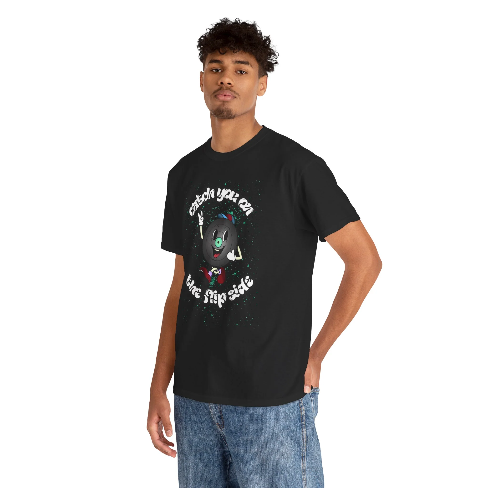 'Catch You On The Flip Side' Men's Vinyl T-Shirt - Image 33