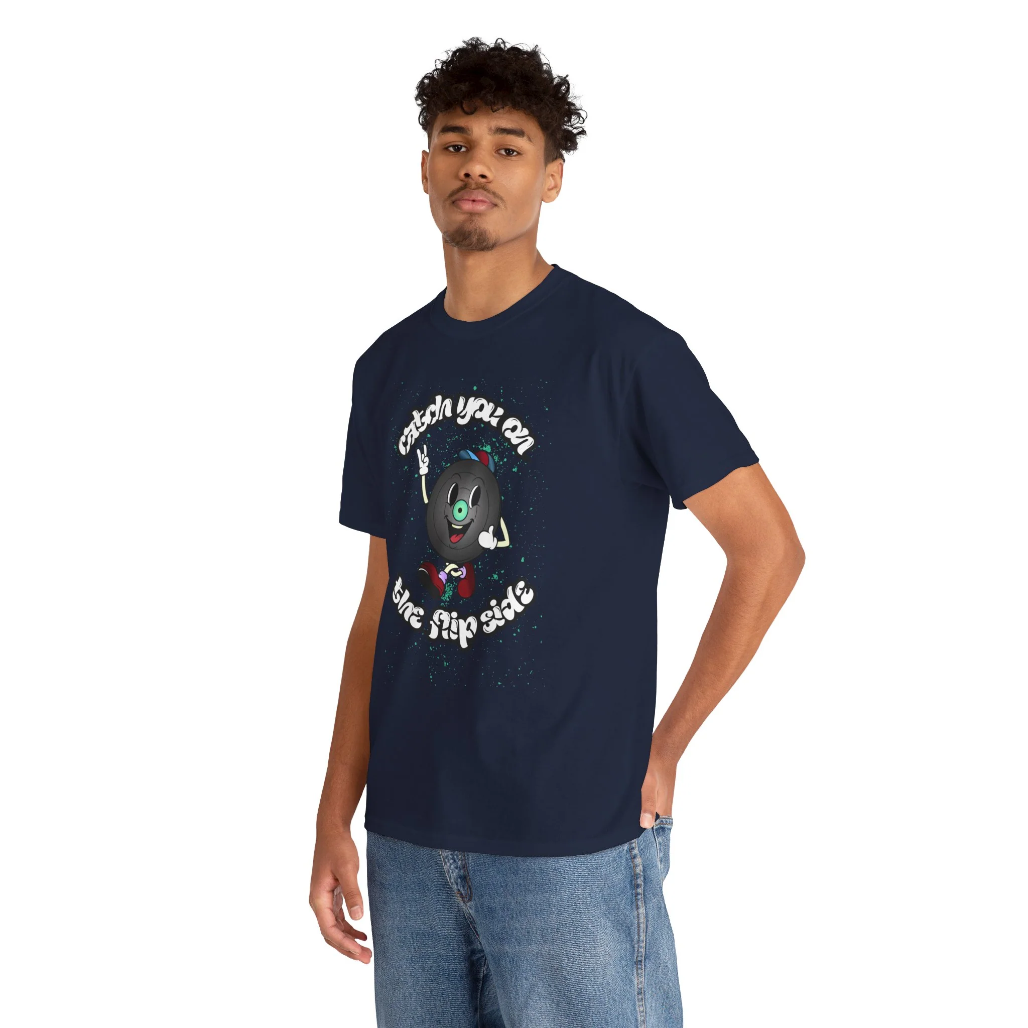 'Catch You On The Flip Side' Men's Vinyl T-Shirt - Image 42
