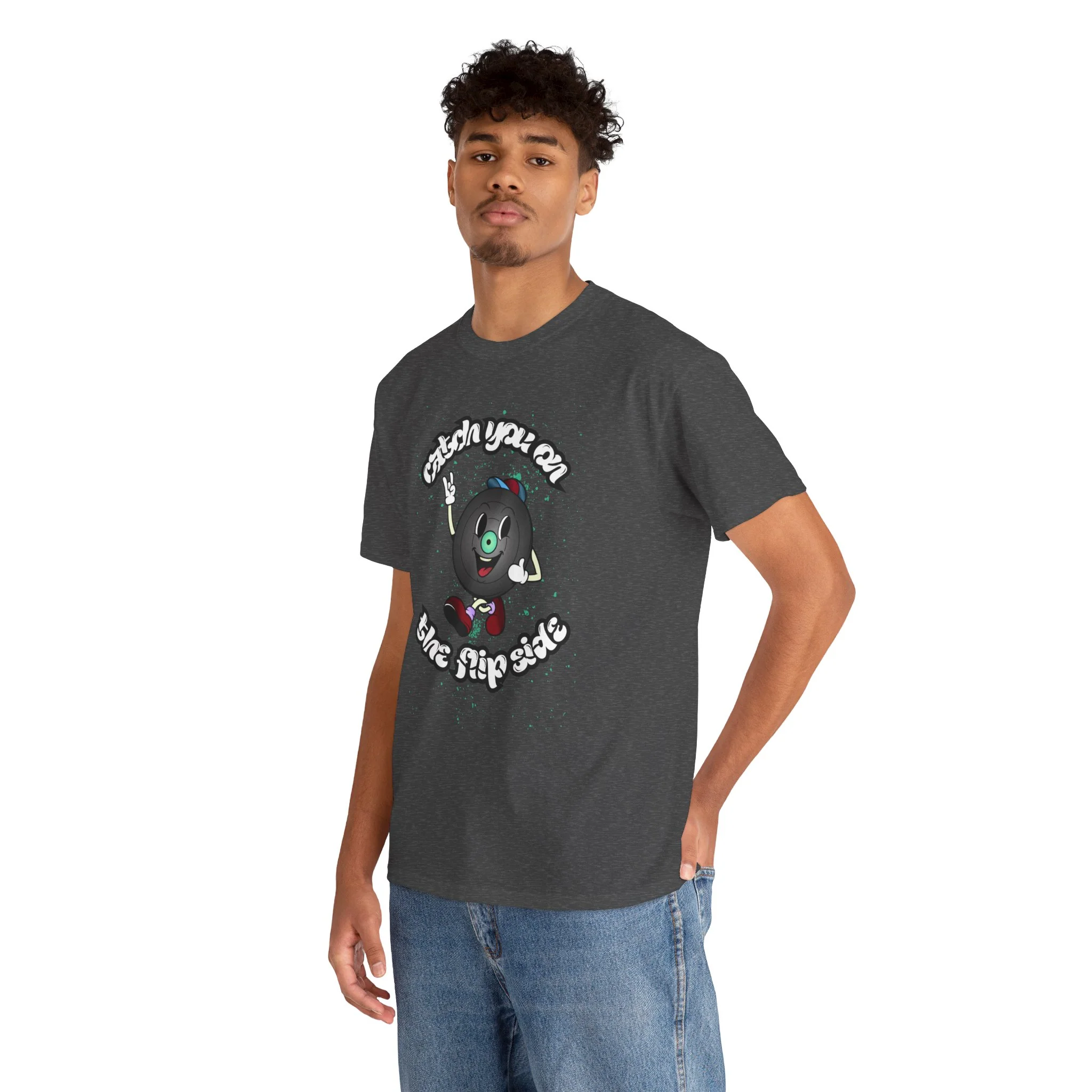 'Catch You On The Flip Side' Men's Vinyl T-Shirt - Image 51