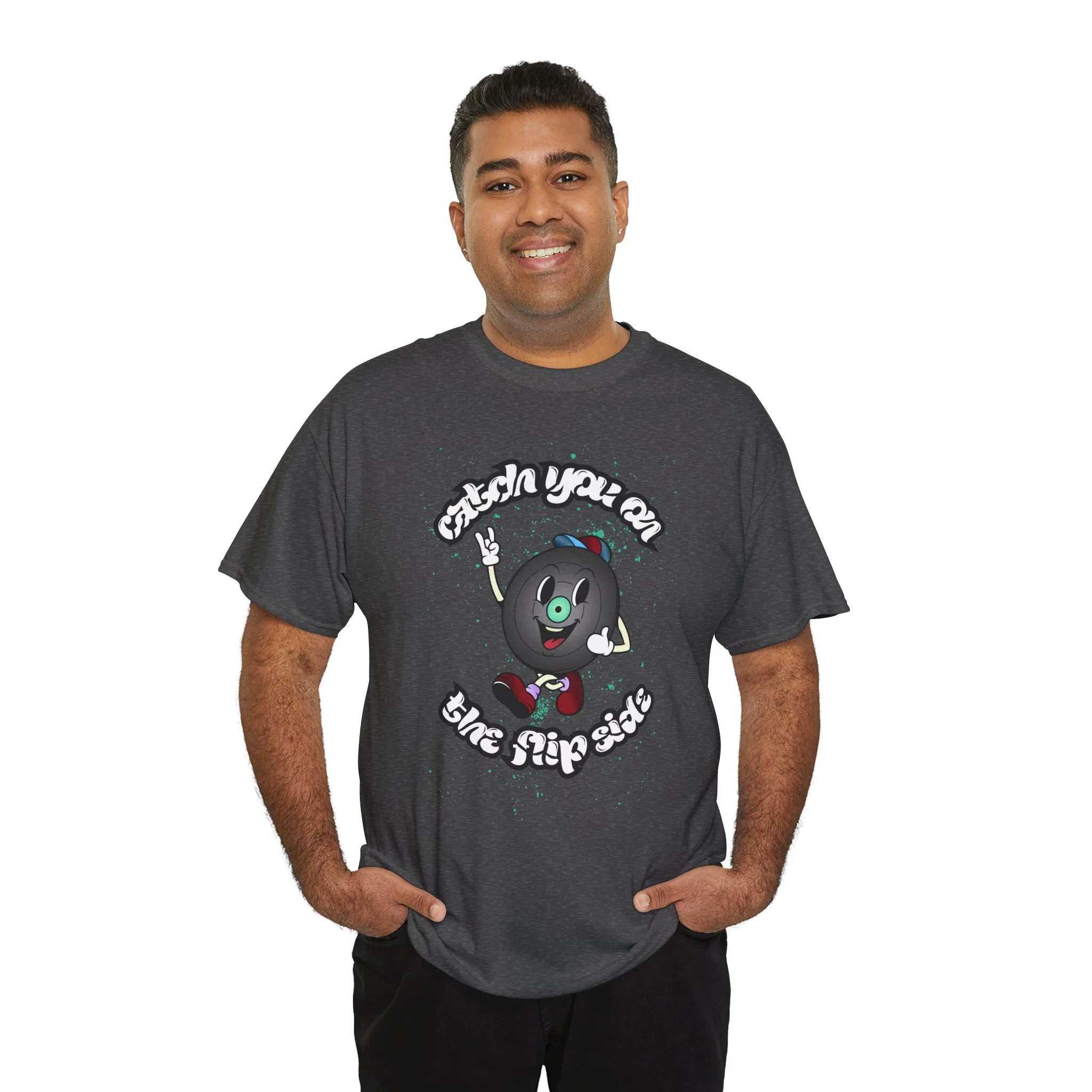 'Catch You On The Flip Side' Men's Vinyl T-Shirt - Image 52