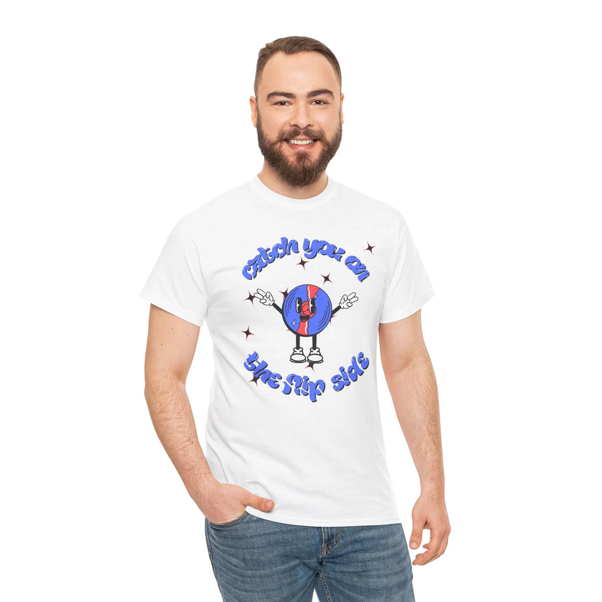 'Catch You On The Flip Side' Men's Vinyl T-Shirt - Image 15