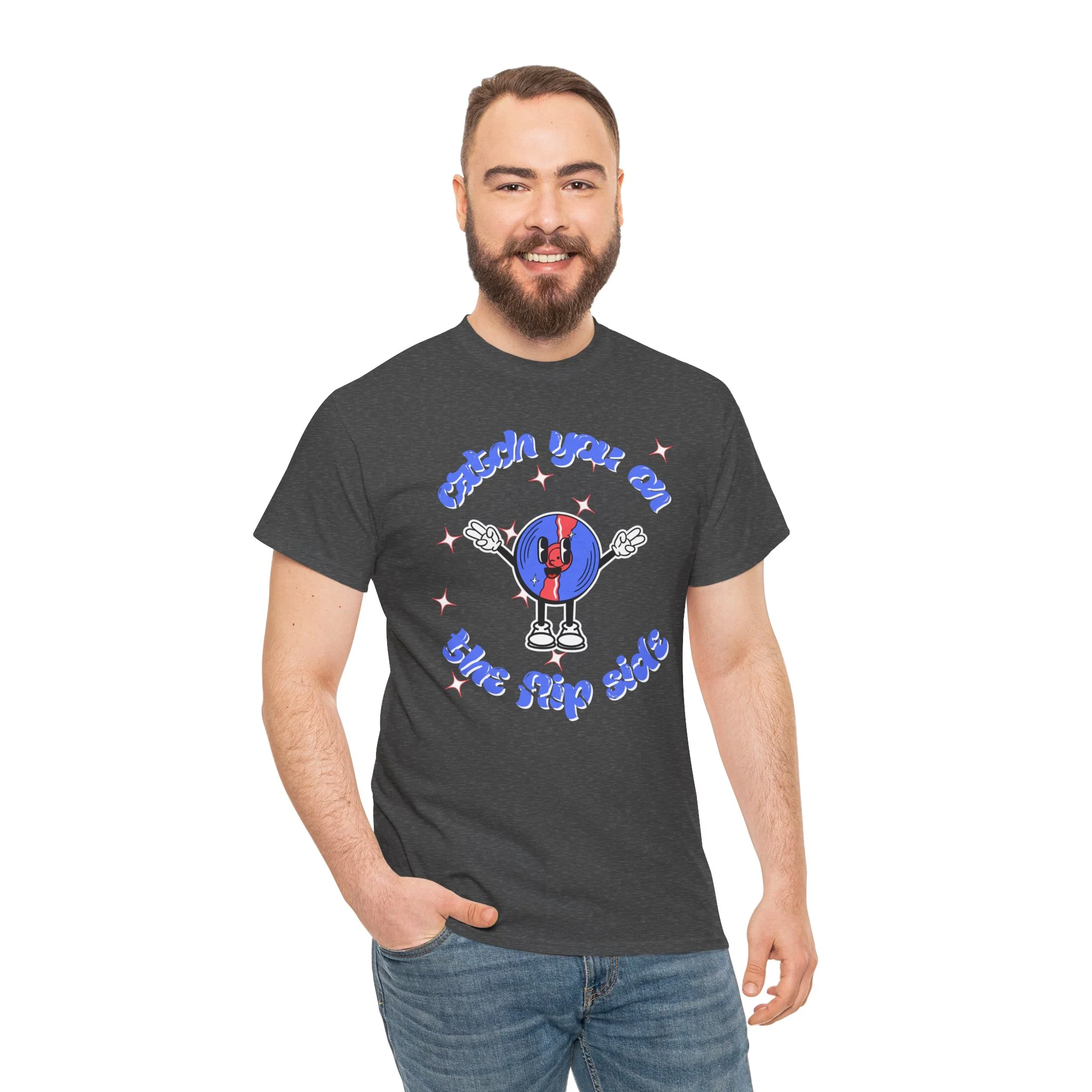 'Catch You On The Flip Side' Men's Vinyl T-Shirt - Image 24