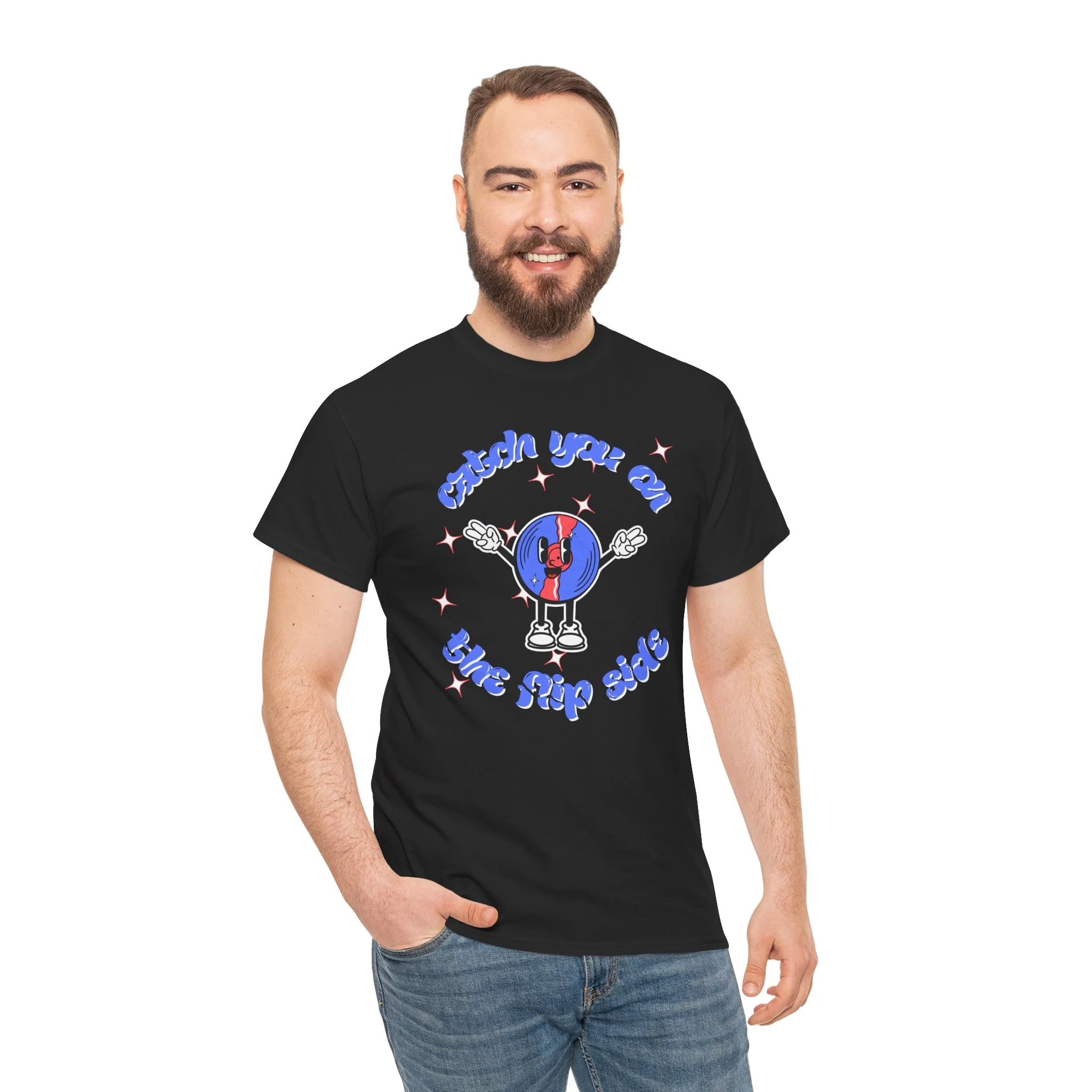 'Catch You On The Flip Side' Men's Vinyl T-Shirt - Image 33