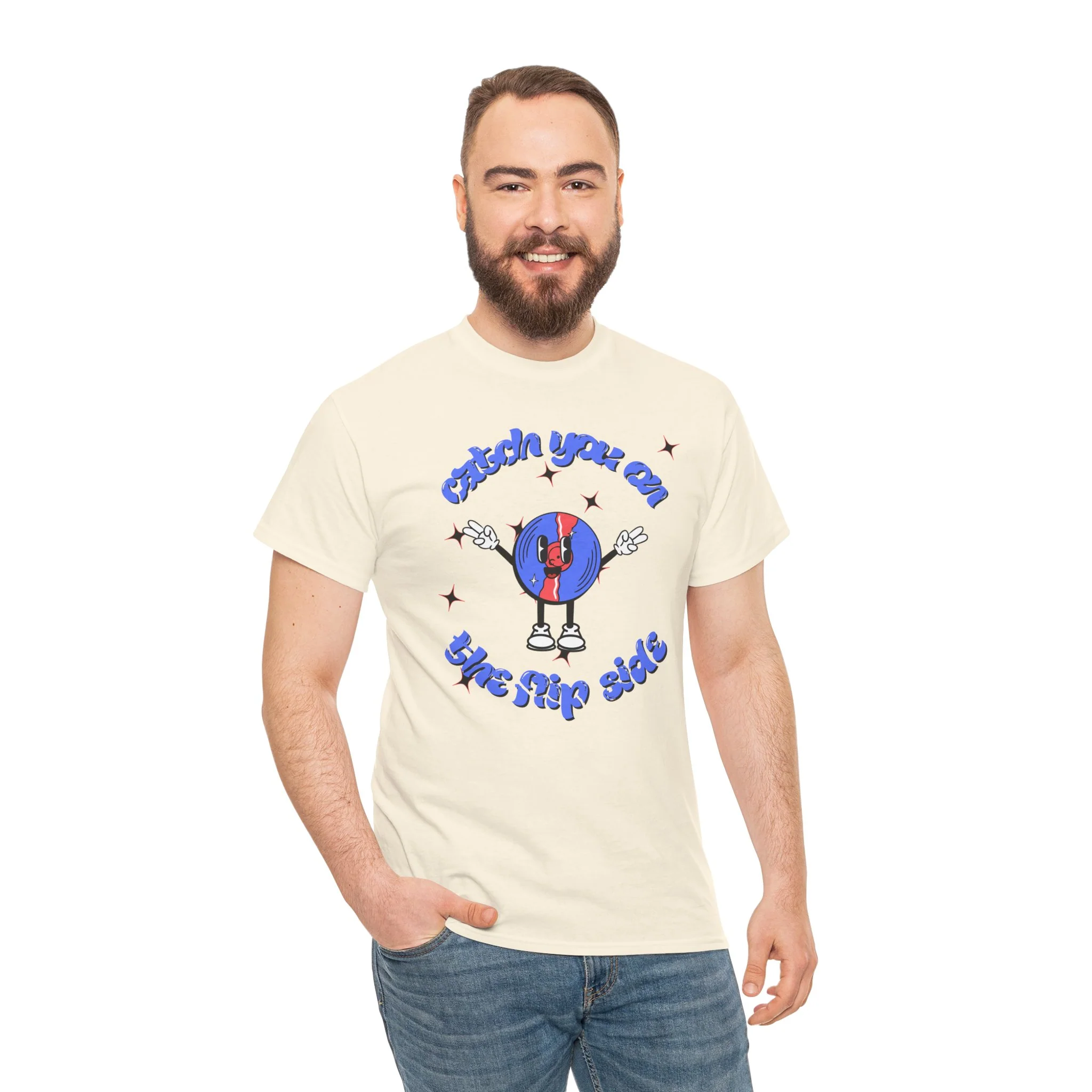 'Catch You On The Flip Side' Men's Vinyl T-Shirt - Image 42