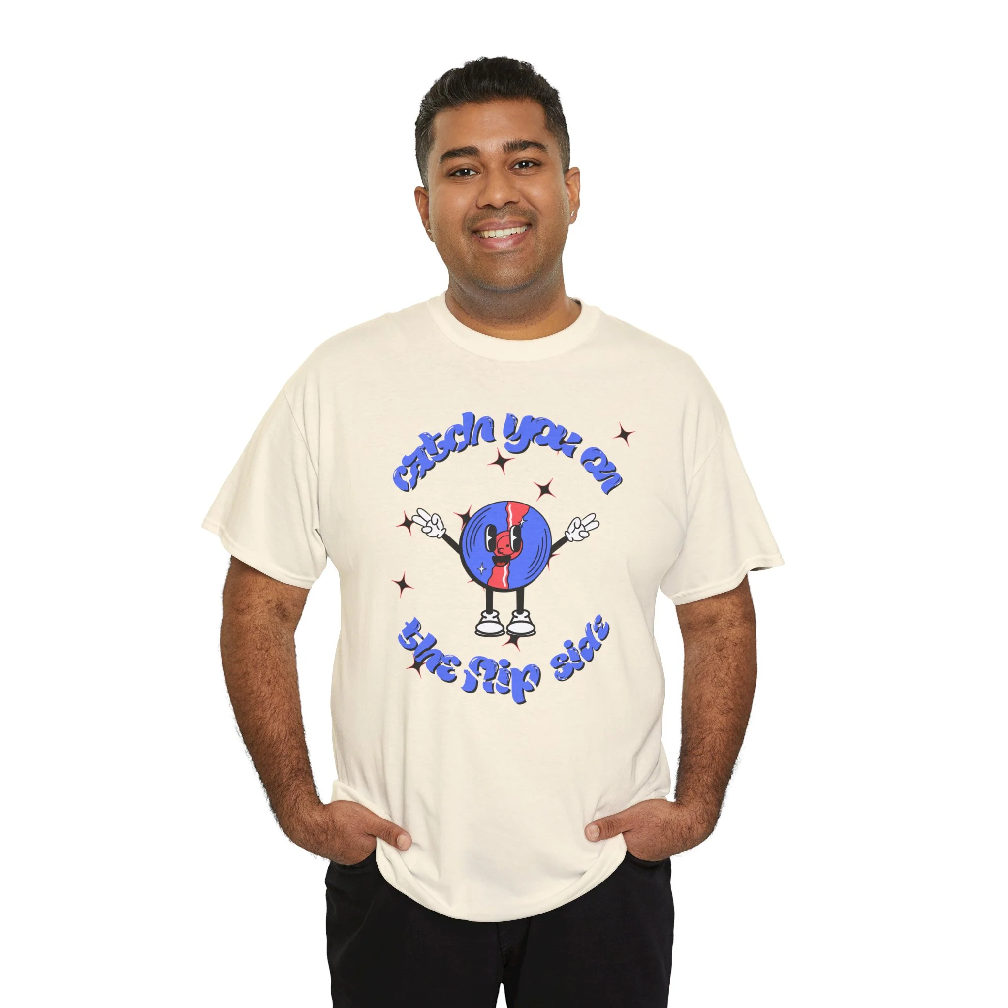 'Catch You On The Flip Side' Men's Vinyl T-Shirt - Image 43