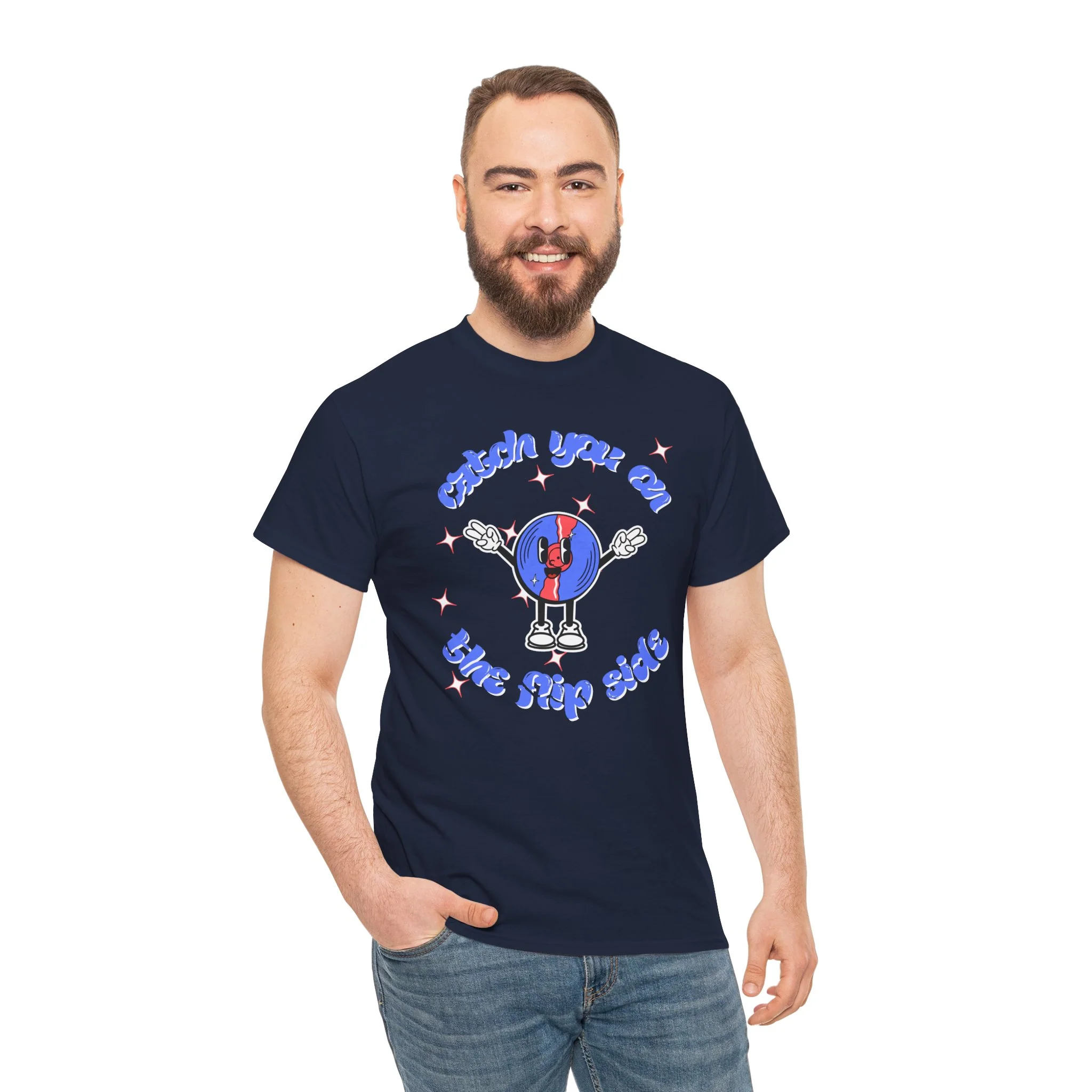 'Catch You On The Flip Side' Men's Vinyl T-Shirt - Image 51