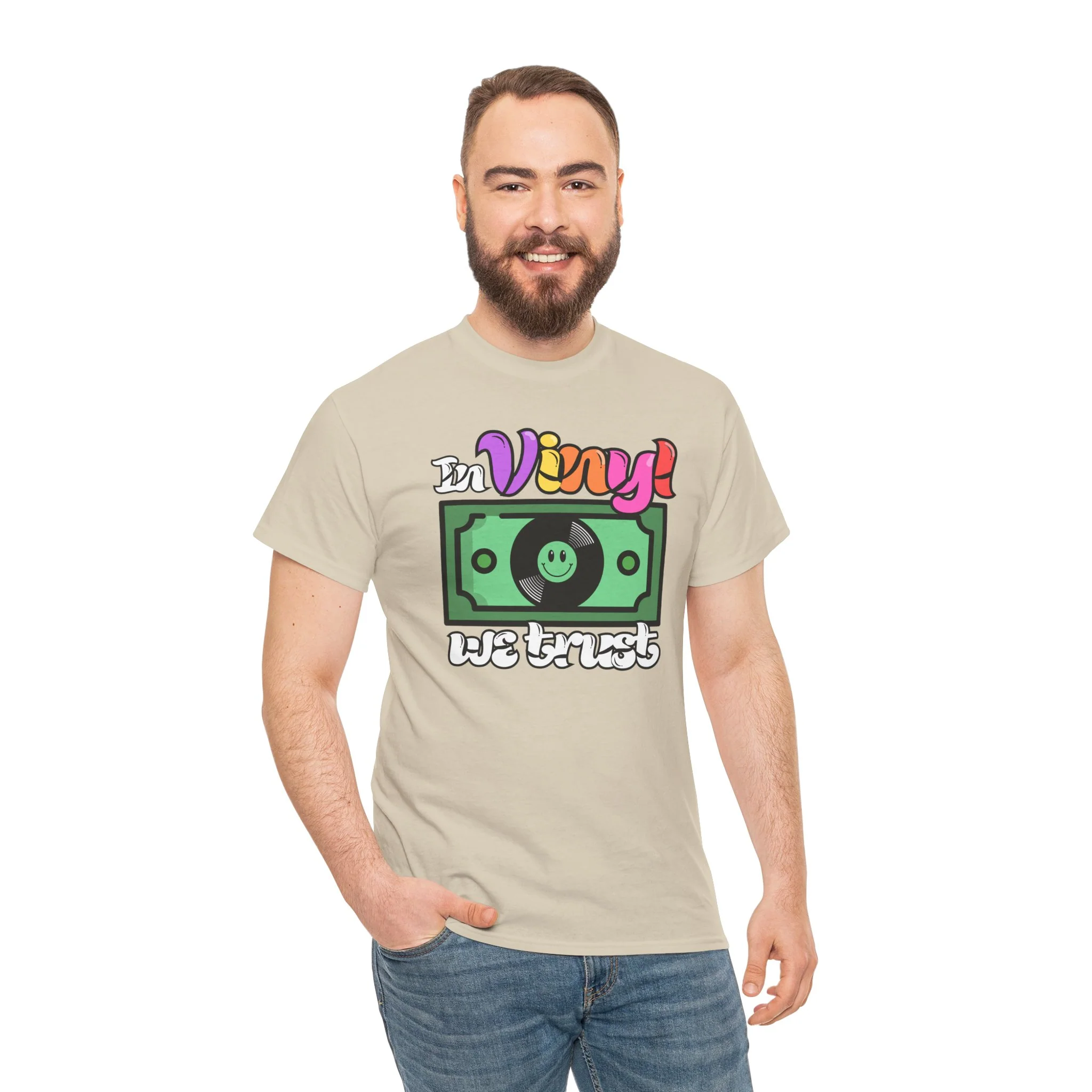 'In Vinyl We Trust' Men's T-Shirt - Image 60