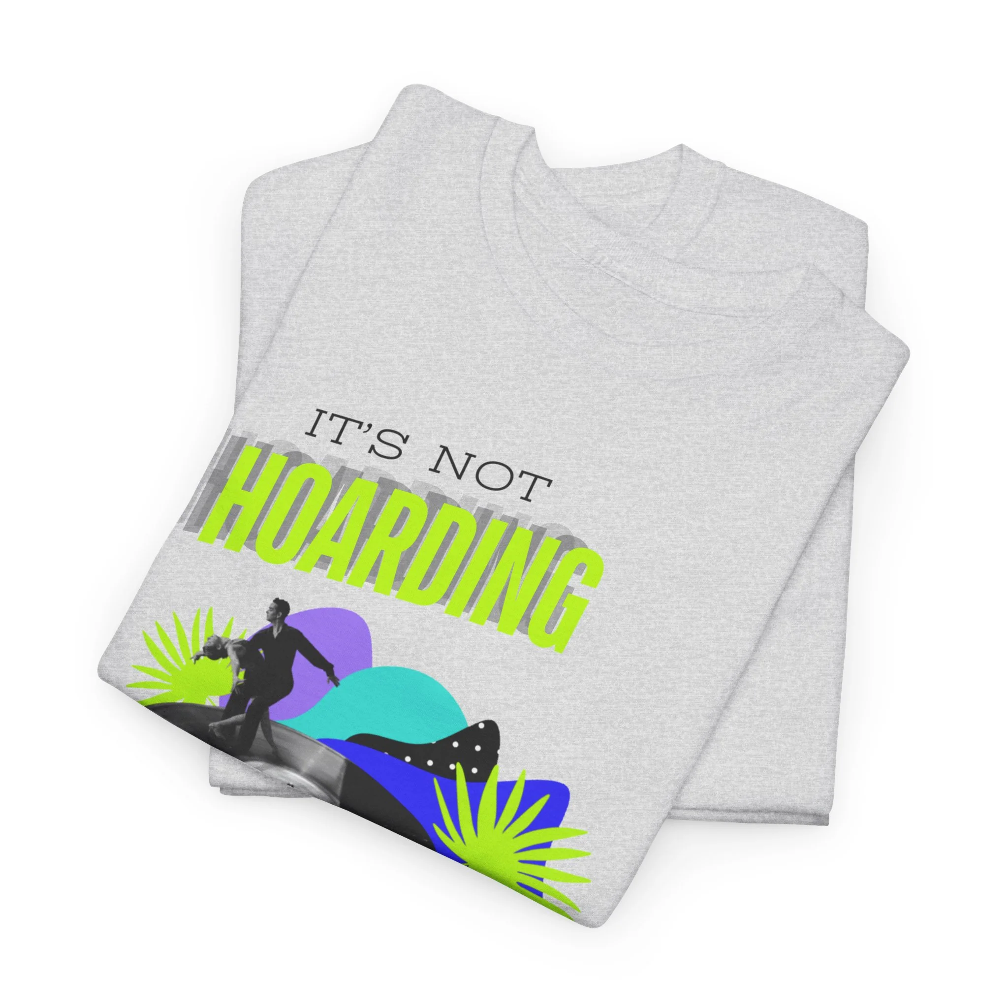 'It's Not Hoarding If It's Vinyl' Flouro Men's T-Shirt - Image 14