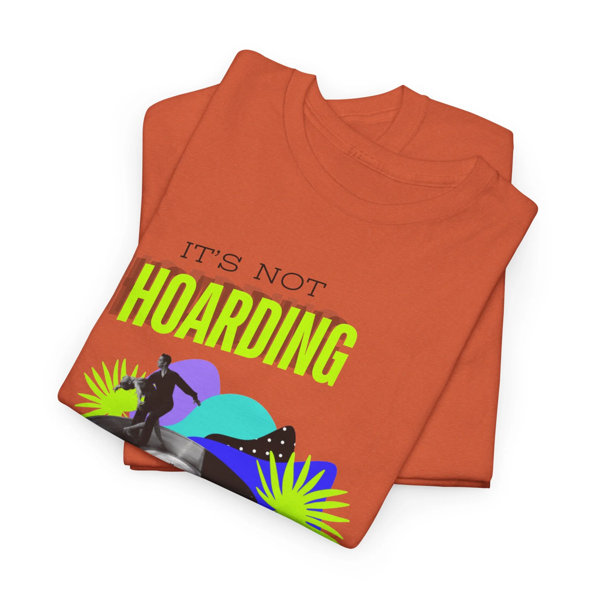 'It's Not Hoarding If It's Vinyl' Flouro Men's T-Shirt - Image 24
