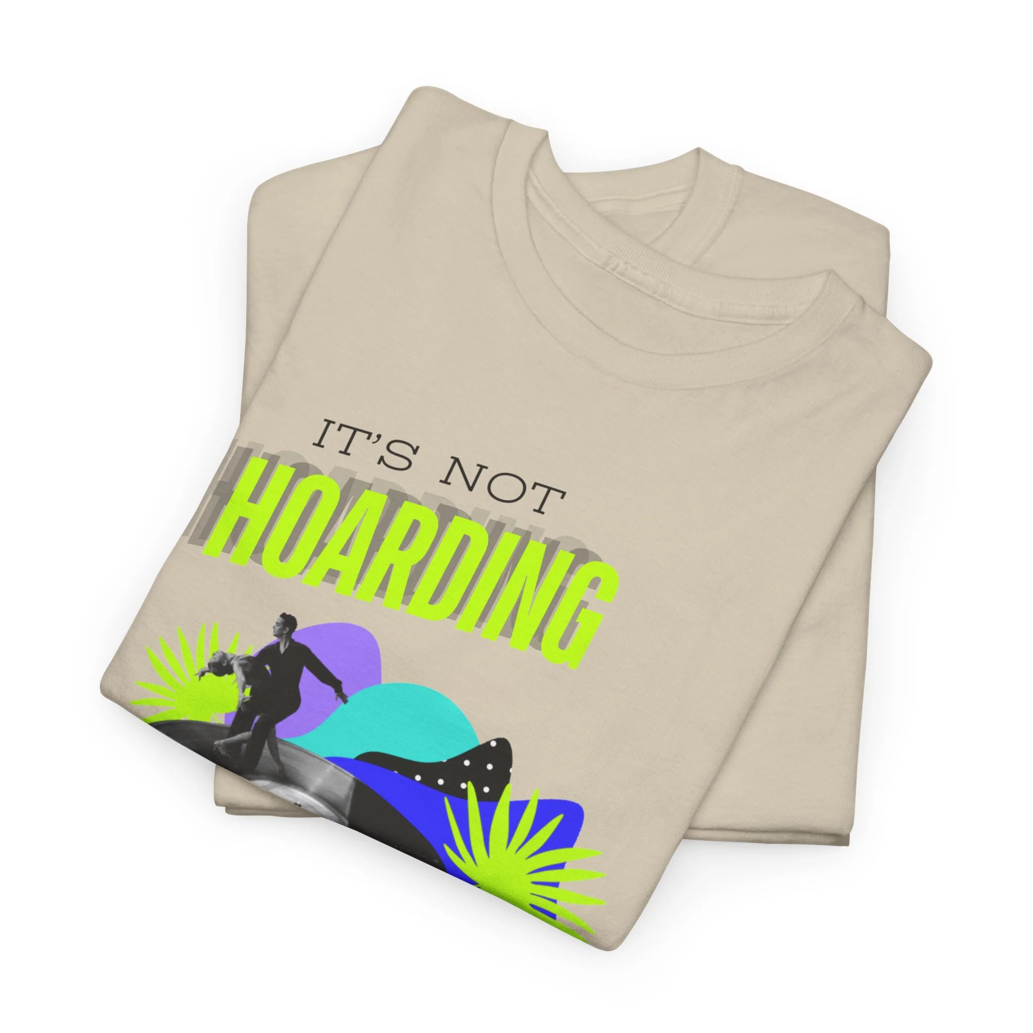 'It's Not Hoarding If It's Vinyl' Flouro Men's T-Shirt - Image 34