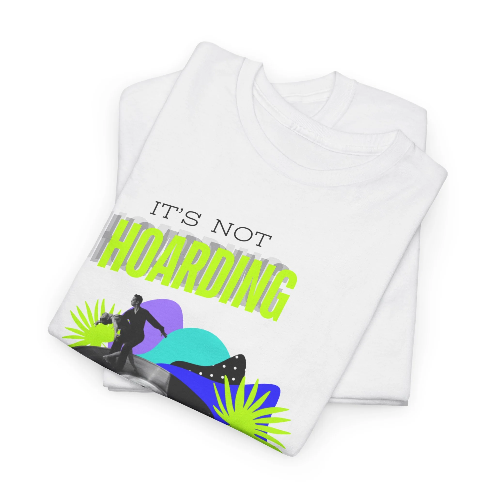 'It's Not Hoarding If It's Vinyl' Flouro Men's T-Shirt - Image 4