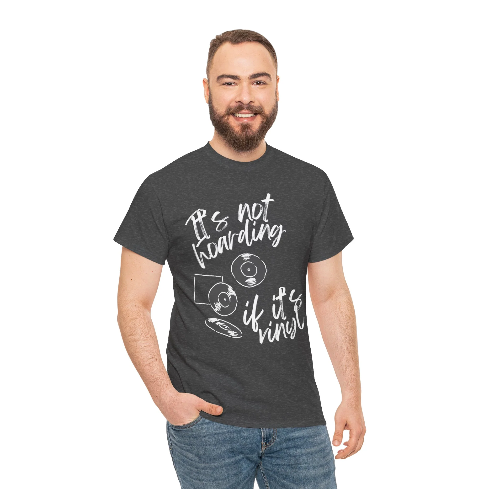 'It's Not Hoarding If It's Vinyl' Men's T-Shirt - Image 37