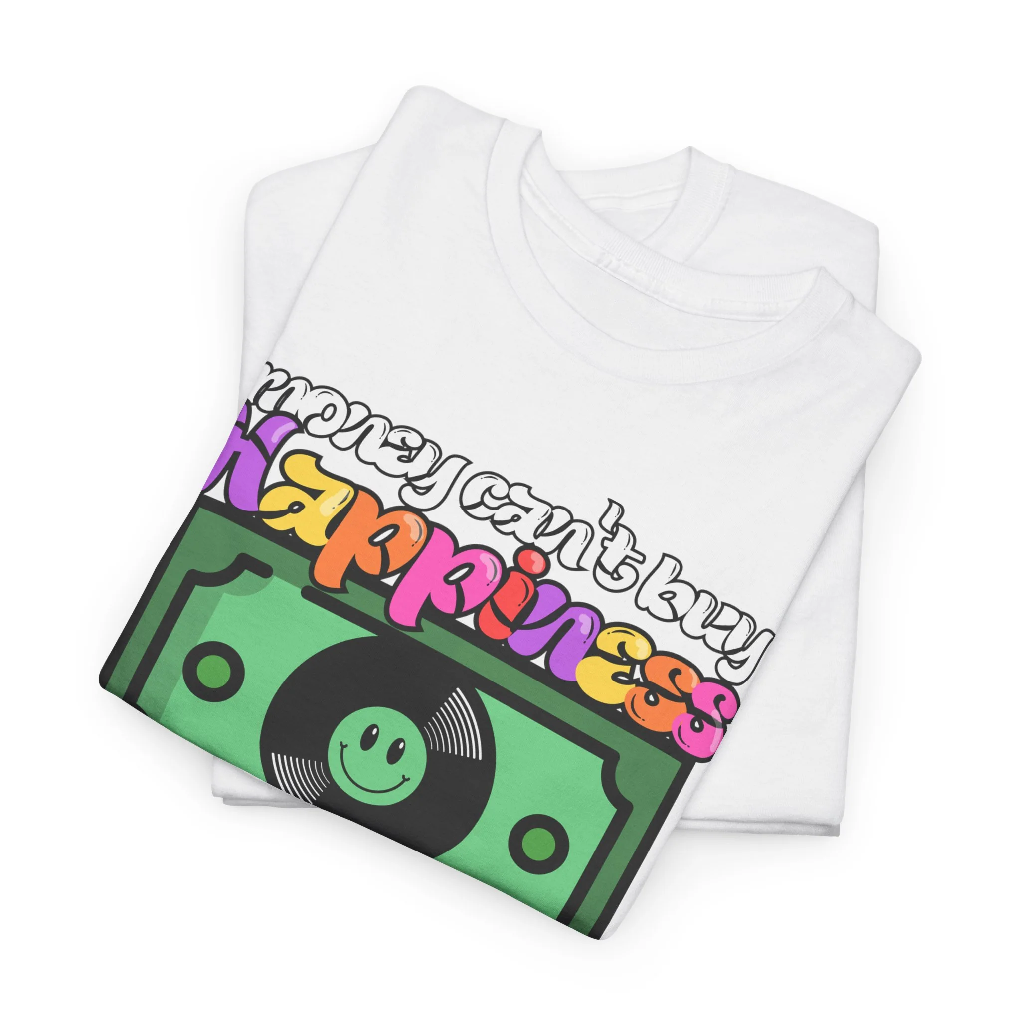 'Money can't buy happiness' Men's Vinyl T-Shirt - Image 13
