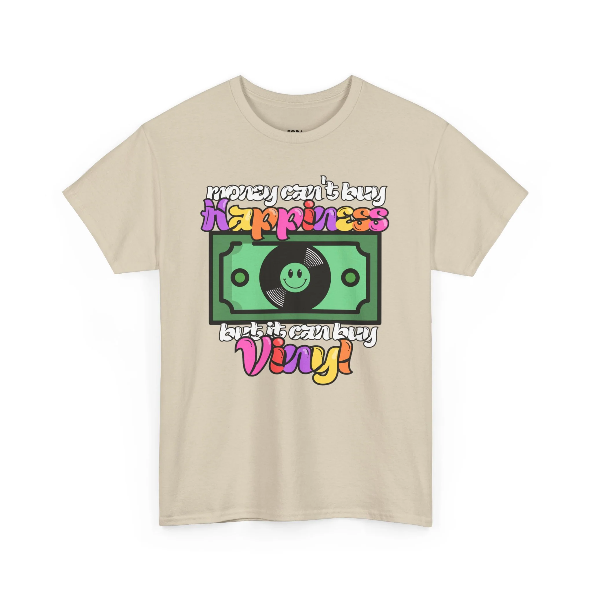 'Money can't buy happiness' Men's Vinyl T-Shirt - Image 46