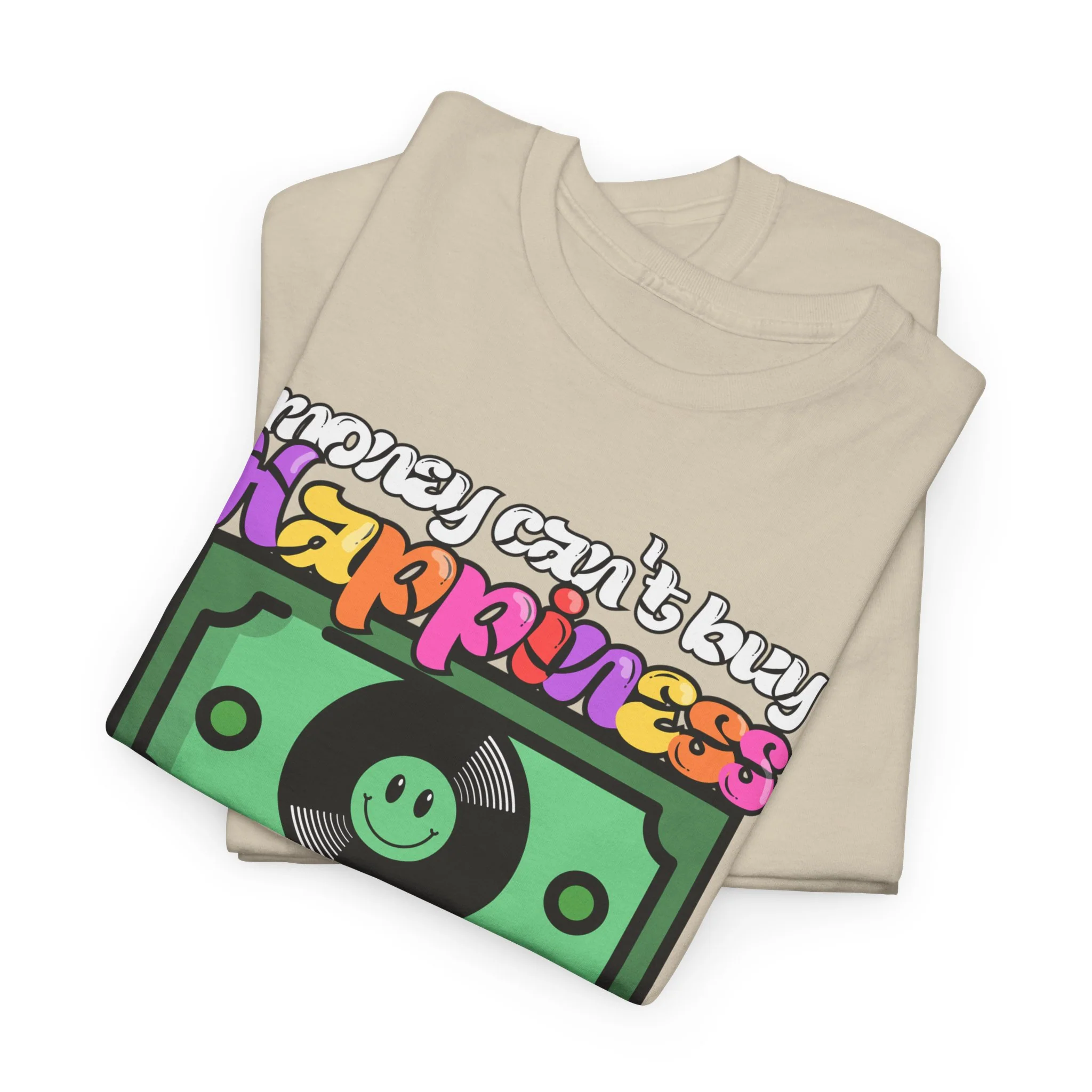 'Money can't buy happiness' Men's Vinyl T-Shirt - Image 49