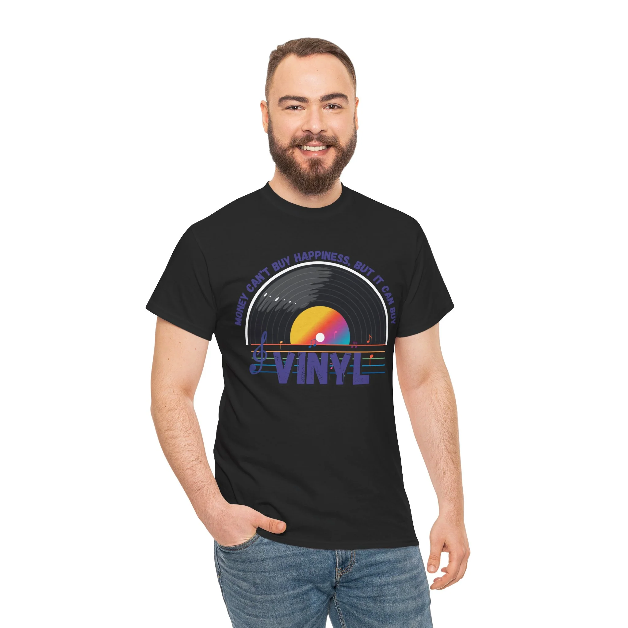 'Money Can't Buy Happiness, But It Can Buy Vinyl' Men's T-Shirt - Image 13