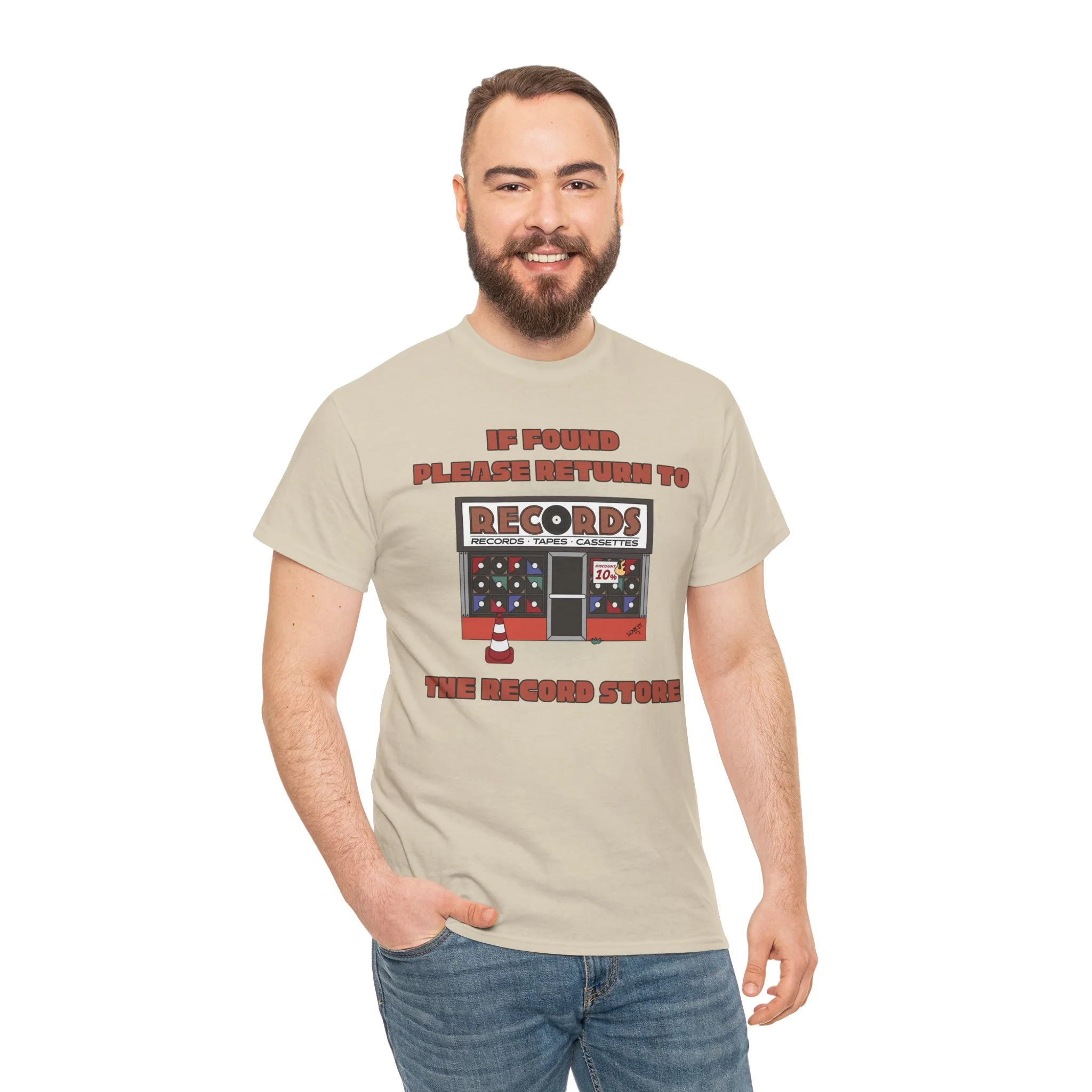 'If Found, Please Return to the Record Store' Men's T-Shirt - Image 6