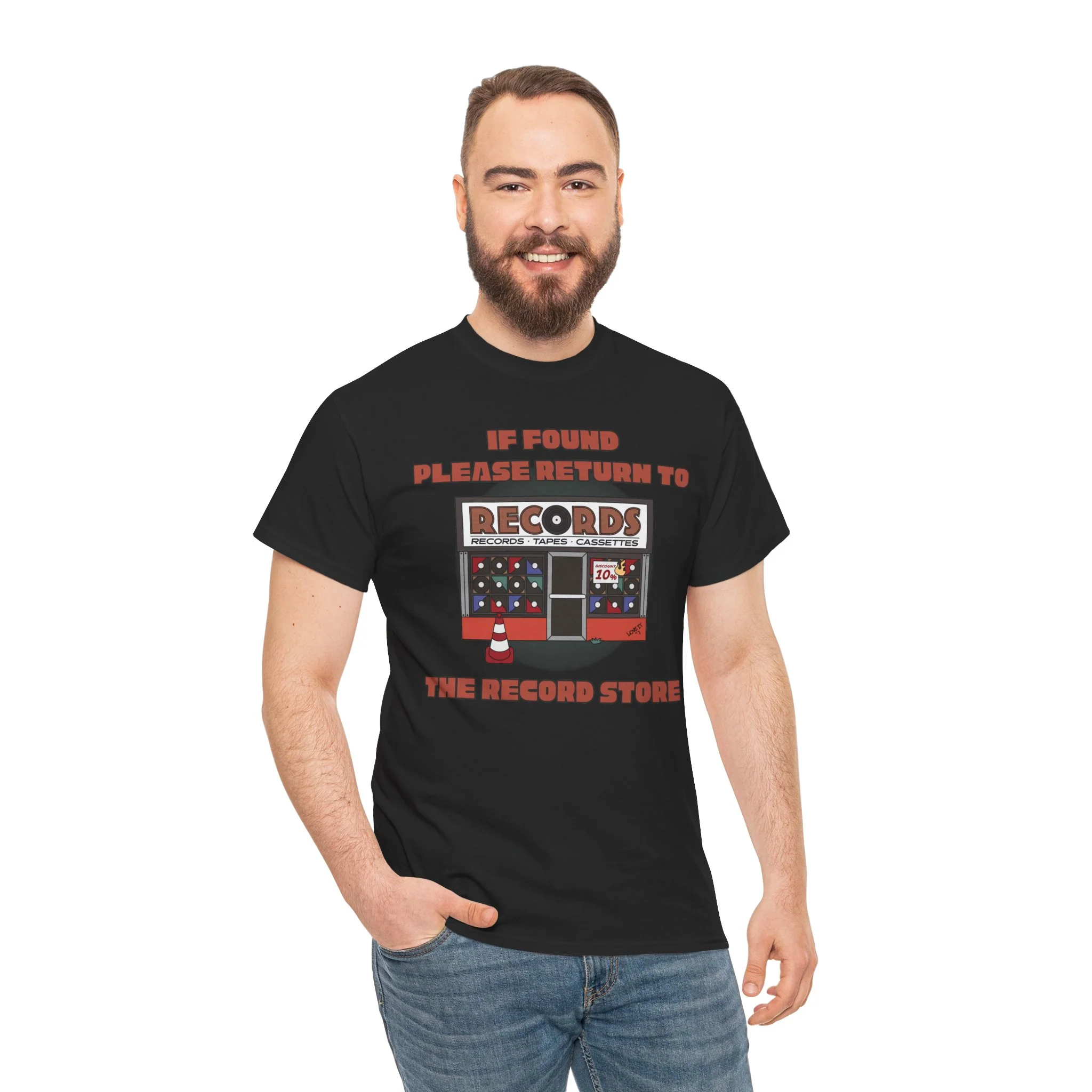'If Found, Please Return to the Record Store' Men's T-Shirt - Image 61