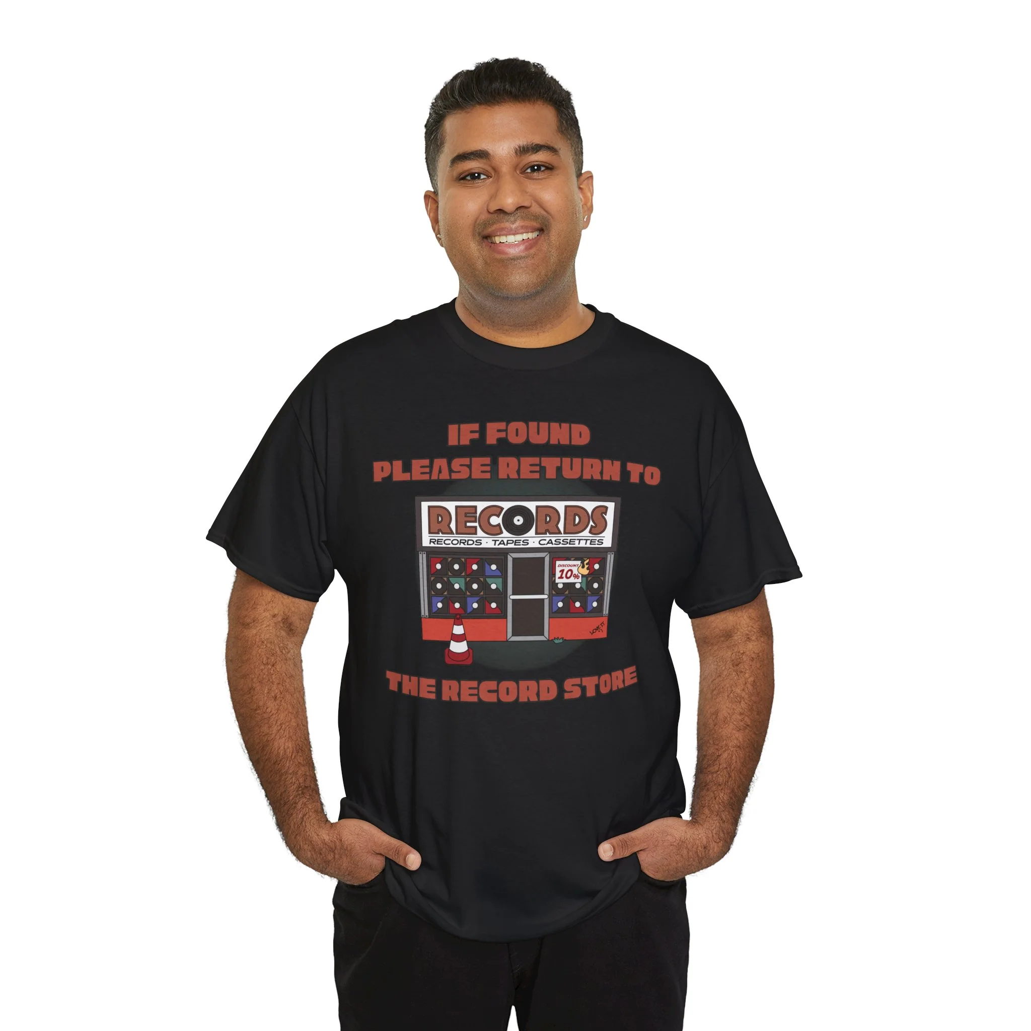'If Found, Please Return to the Record Store' Men's T-Shirt - Image 63