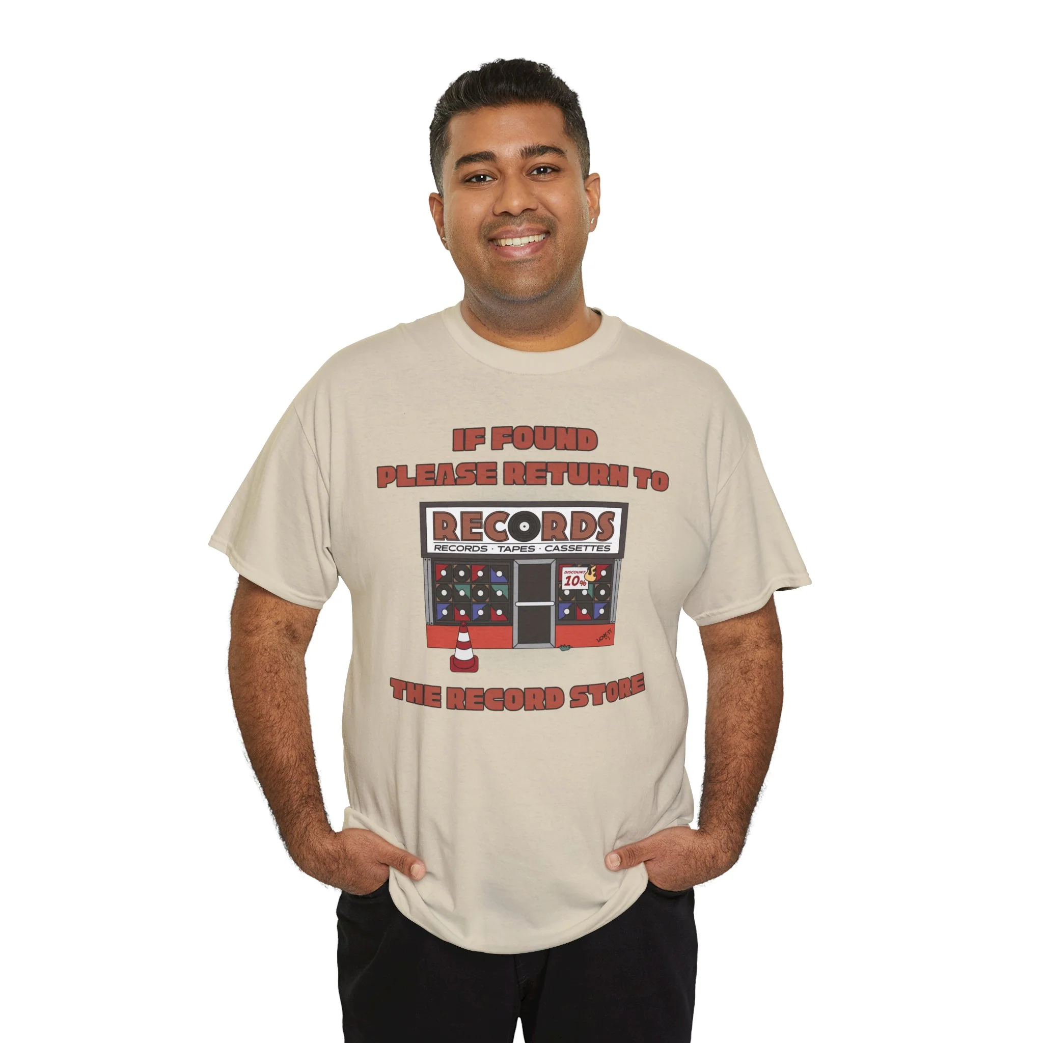'If Found, Please Return to the Record Store' Men's T-Shirt - Image 7